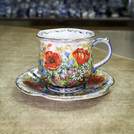 Купить Чайная пара Маки краски творческая роспись Орловой Марины